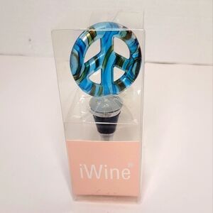 Blue Green Tie Dye Peace Sign Wine Bottle Cork NWT